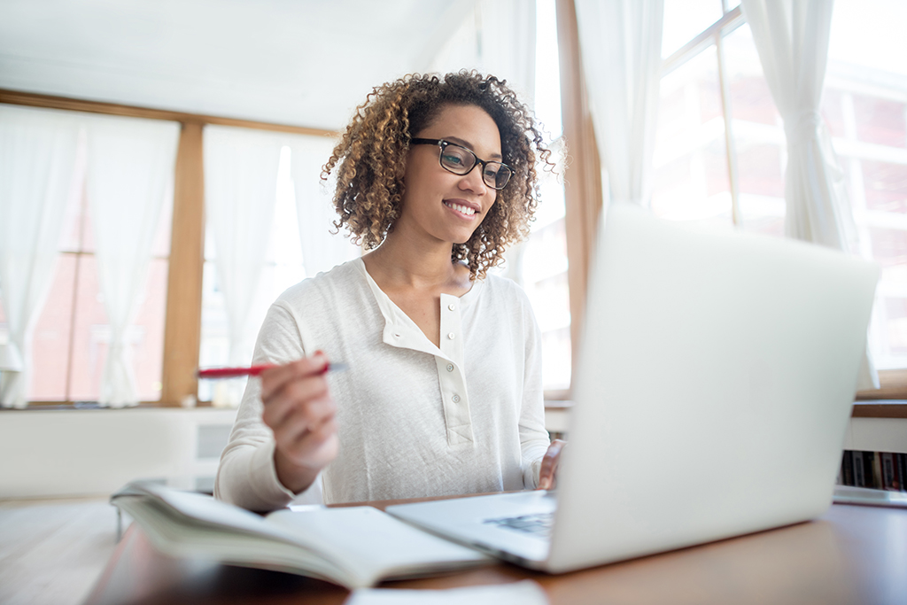 woman using laptop